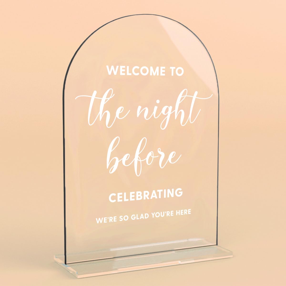 Acrylic Wedding Signs, Bridal Shower Decorations, Modern Arched Round Top Acrylic Table Top Sign with Holder for Wedding Reception Party Dinner - Can't Wait to See What Develops (Clear) BST326L