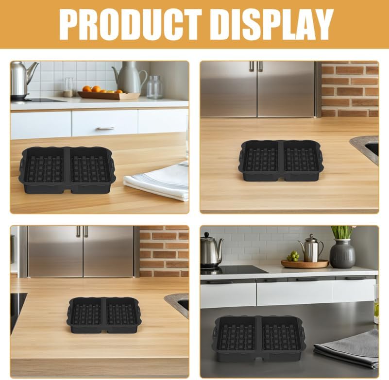 STOBAZA Waffle Mold for Air Fryer Nonstick Silicone Baking Tray for Muffins Pancakes Desserts Compatible with Ninja Sleu Easy Release Bakeware BST202