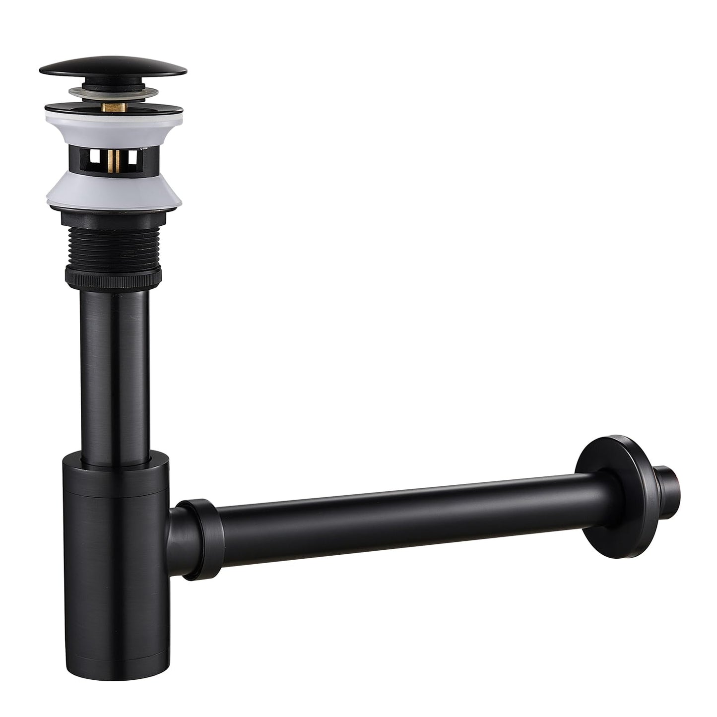Solid Brass Adjustable 1-1/4 Bottle Trap with Overflow Drain Stopper Set, Bathroom Sink P-Trap Complete Set Sink Drain Kit Tube, Antique BST220