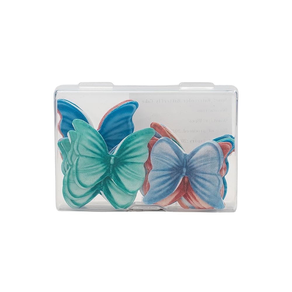 Edible Butterflies for Cake Decorating, Rainbow edible Butterfly Cake Toppers and Cupcake Toppers, Edible Wafer Paper Butterflies Set of 48 Rainbow Cake Food Decorations (5Colors-1) BST326L