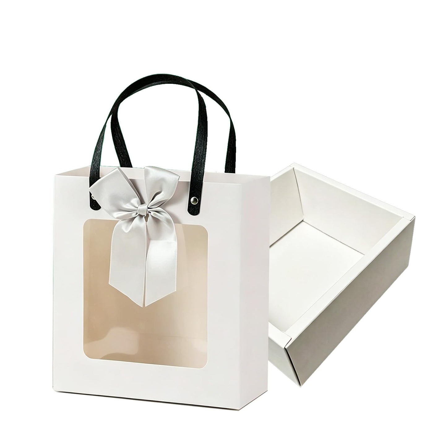 Premium Reusable Gift Bag with Matching Box, Durable Birthday Present Bag, Premium Paper Set for Wedding, Valentine's Party, Friends Celebration (Beige 1pack) BST202