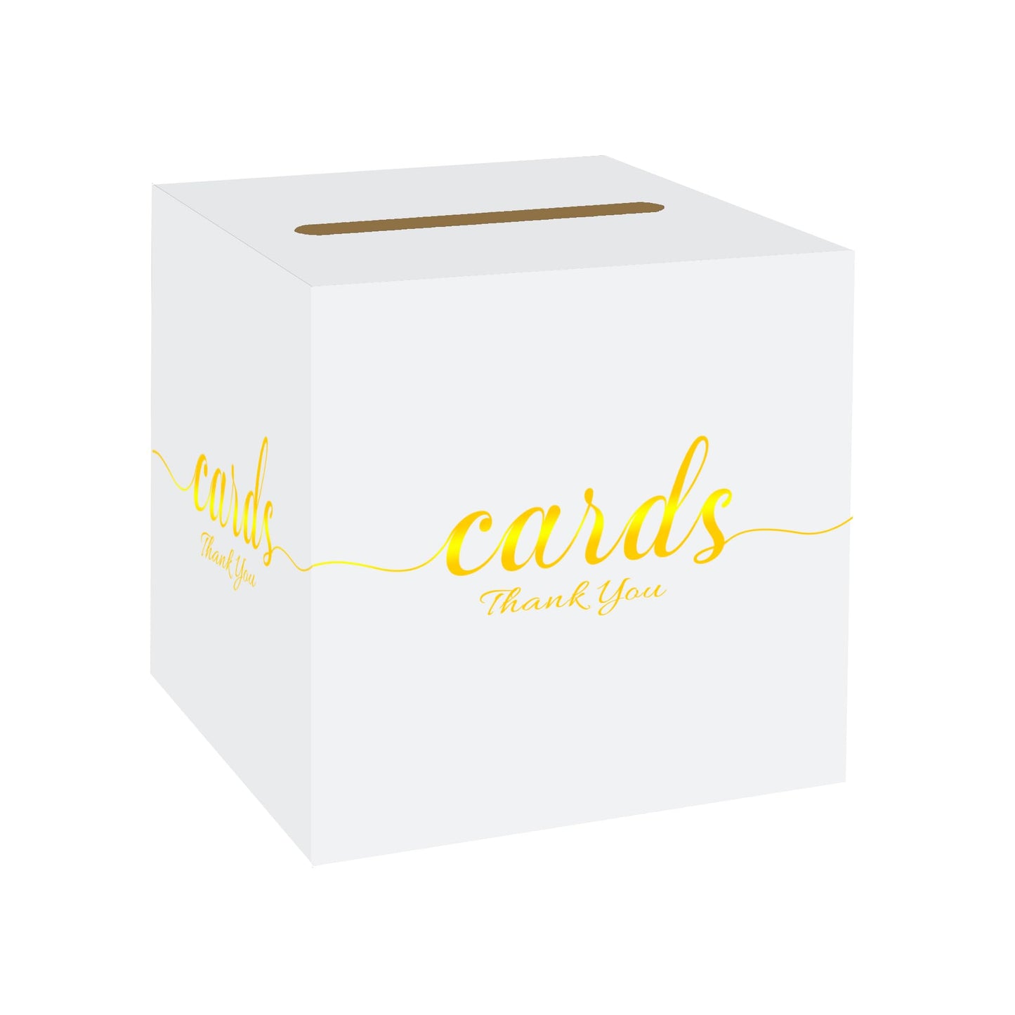 1 Pack White and Gold Wedding Card Box for Party Graduation Bridal Baby Shower Retirement Decorations Cardboard Birthday Card Holder Raffle Ballot Voting Box with Slot 7.8 x 7.8 x 7.8 In BST220