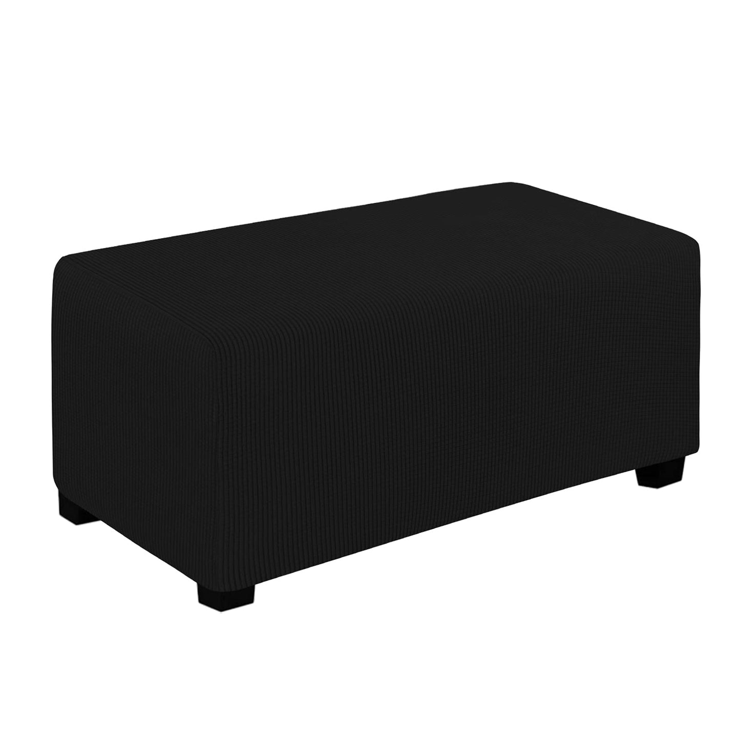 Easy-Going Stretch Square Ottoman Cover 15x15x15inch Dark Blue | Folding Storage Footstool cover Furniture Protector Soft Rectangle slipcover with Elastic Bottom BST202