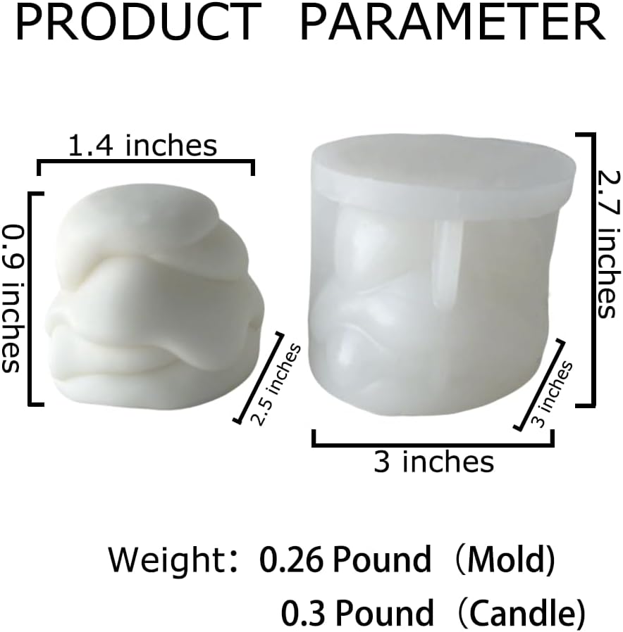 (NO Candles Included) Decorative Pillar Candle Making Molds Set, Textured Wave Pattern, White, Melting Shape,2 Pieces Pack BST202