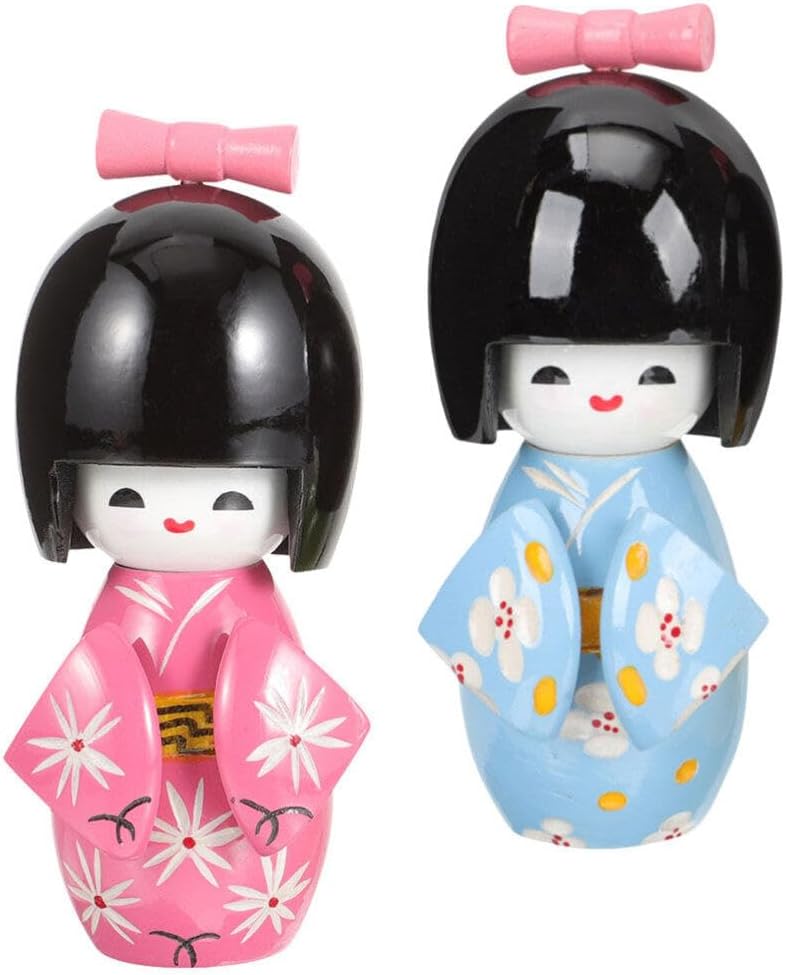 STOBAZA Japanese Kimono Doll Ornament 4.40In Collectible Figurine for Home Decor Tabletop Asian Style Decoration BST202