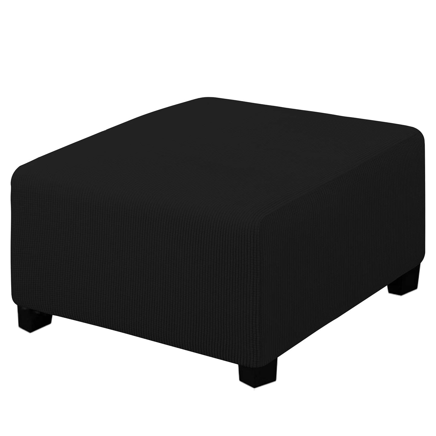 Easy-Going Stretch Square Ottoman Cover 15x15x15inch Dark Blue | Folding Storage Footstool cover Furniture Protector Soft Rectangle slipcover with Elastic Bottom BST202