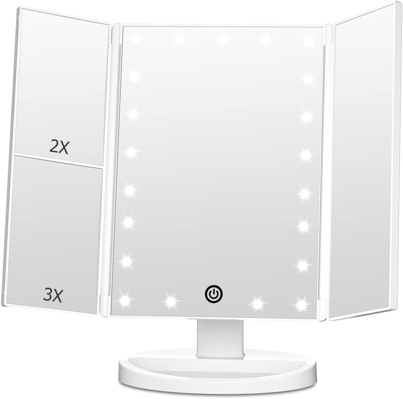 Tri-Fold LED Lighted Table Mirror - LED Lighted Makeup Mirror 74