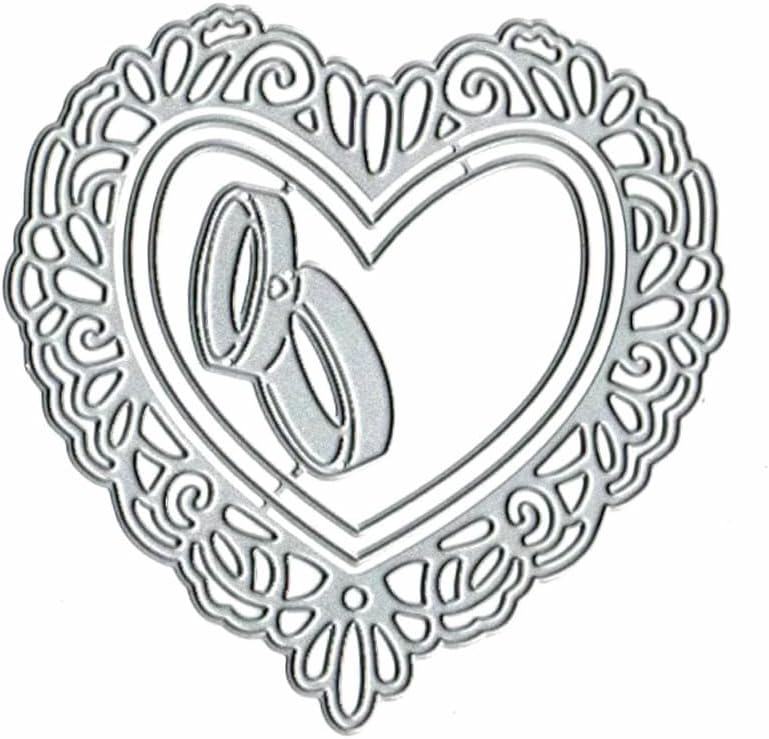 Engagement Ring Love Heart Frame Metal Die Cuts Dies Stencil, Cutting Dies Cut Stencils DIY Scrapbooking Cards Photo Album Craft Decorative Embossing Paper Dies for Album Card Scrapbooking Making BST326L