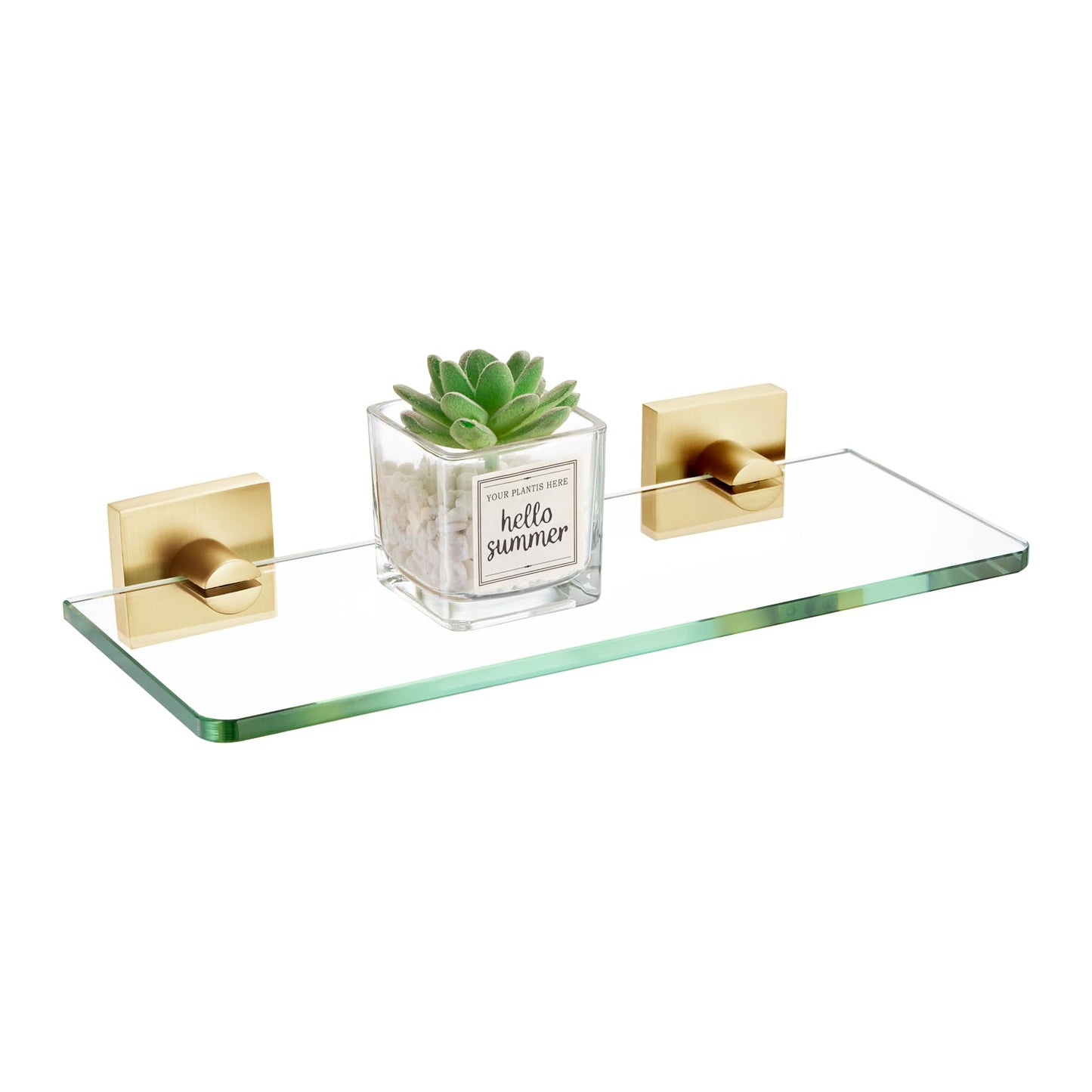 KOKOSIRI Glass Shelf for Bathrooms Floating Shelves Wall Mount 16-Inch for Shower Storage Kitchen Rack, 2 Pack Brushed Stainless Steel B1107BR-L16-P2 BST202