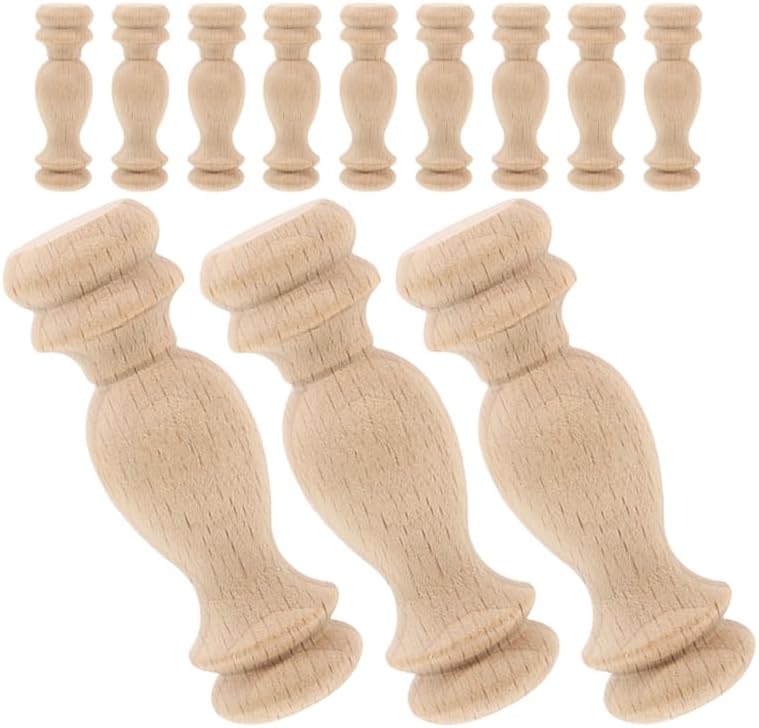 STOBAZA 12 Pcs Unfinished Wood Finials, 2.36 Inch Mini Wooden Spindles for DIY Crafts, Dollhouse Furniture, Painting, Small Furniture Accents and Home Decor BST202