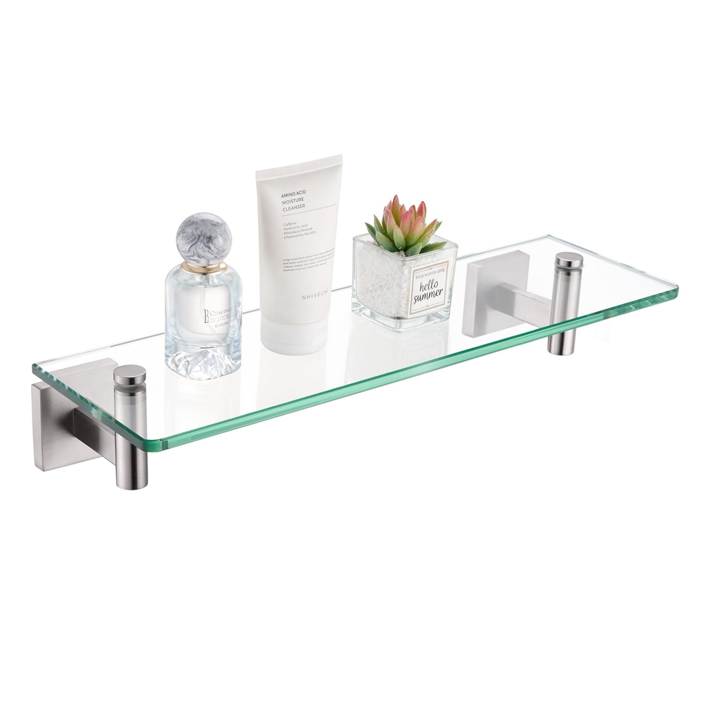 KOKOSIRI Wall Shelves Bathroom Hardware Glass Floating Shelf 12-Inch for Bedroom, Living Room, Kitchen, Hanging Rack Champagne Bronze B1105CPG-L12 BST202