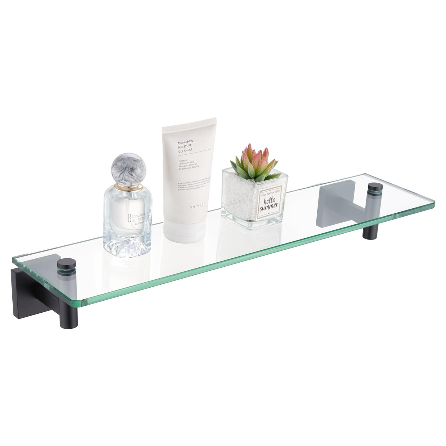 KOKOSIRI Wall Shelves Bathroom Hardware Glass Floating Shelf 12-Inch for Bedroom, Living Room, Kitchen, Hanging Rack Champagne Bronze B1105CPG-L12 BST202
