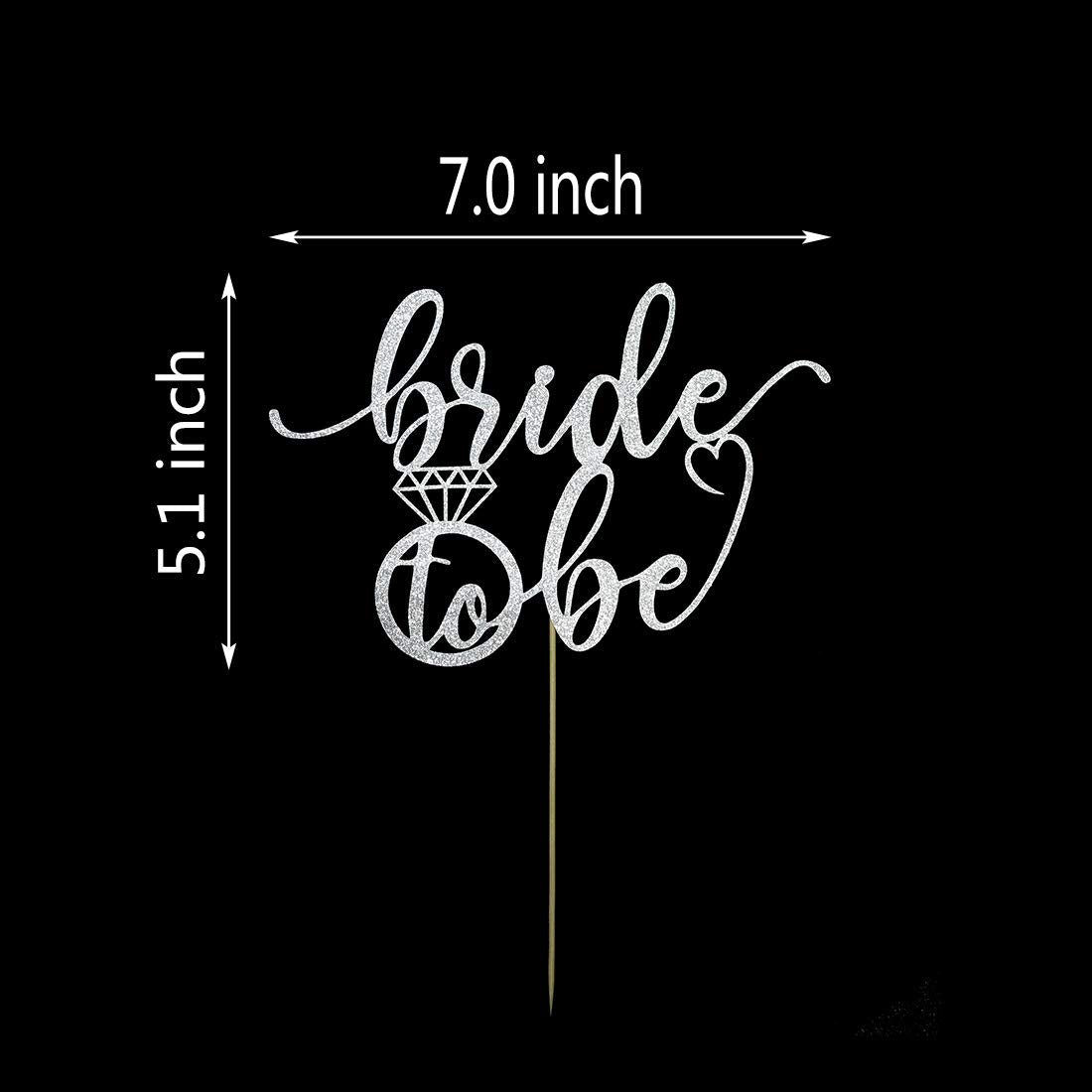 Bride to Be Cake Topper for Bridal Shower / Wedding Shower / Engagement / Bachelorette / Hen Party Decorations, Double Sided Silver Glitter BST220