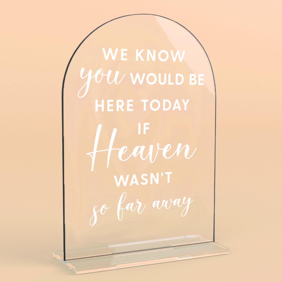 Acrylic Wedding Signs, Bridal Shower Decorations, Modern Arched Round Top Acrylic Table Top Sign with Holder for Wedding Reception Party Dinner - Can't Wait to See What Develops (Clear) BST326L