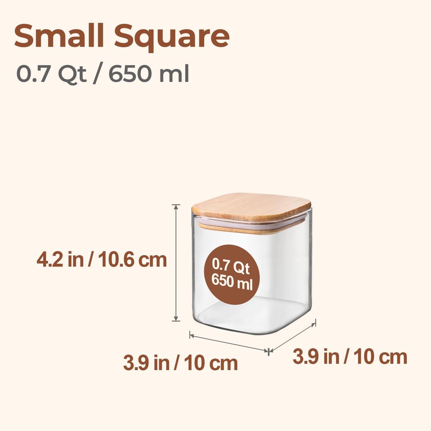ComSaf 0.6 Qt Glass Food Storage Jars Set of 6, Clear Storage Containers with Airtight Lids, Pantry Organization Jar, Spice Jar, Blooming Tea, Coffee and Sugar Container, Canister Set for Kitchen BST220