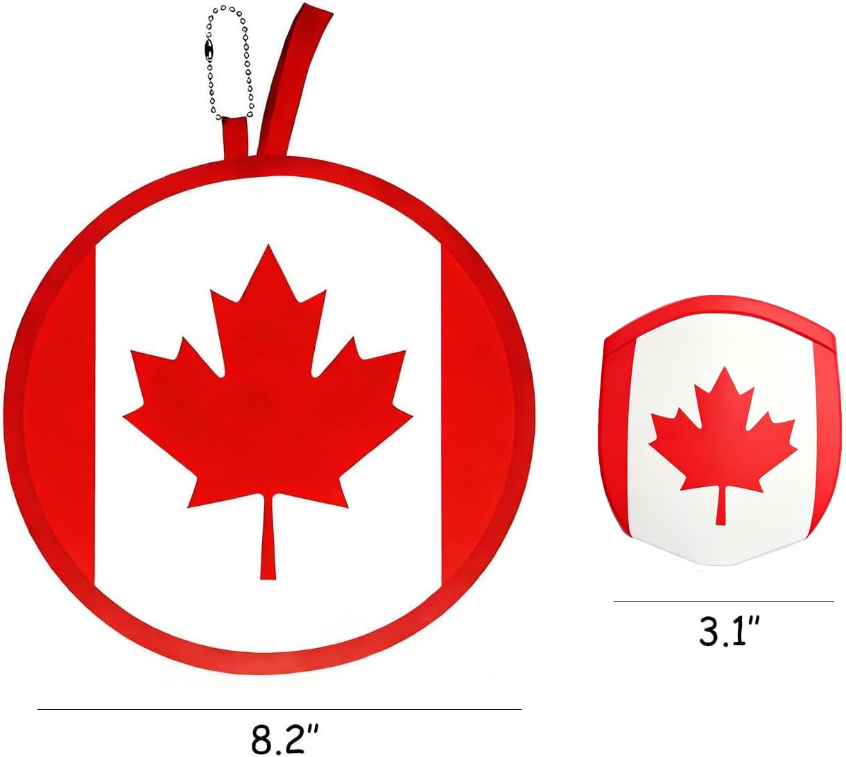 2026 World Cup Canada Flag Folding Hand Fans 3 PCS, 8.2" Fabric Round Foldable Fans with Matching Storage Pouches, Portable Hanging Fans for Game Day and Party Canada BST220