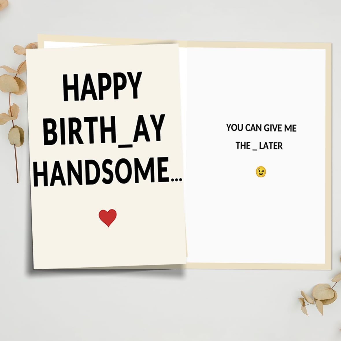 fancu Funny Birthday Card for Boyfriend, Cheeky Card for Husband | 5 x 7 inch cheeky birthday card with matte finish, printed message, red envelope, and sticker for boyfriend or husband BST202