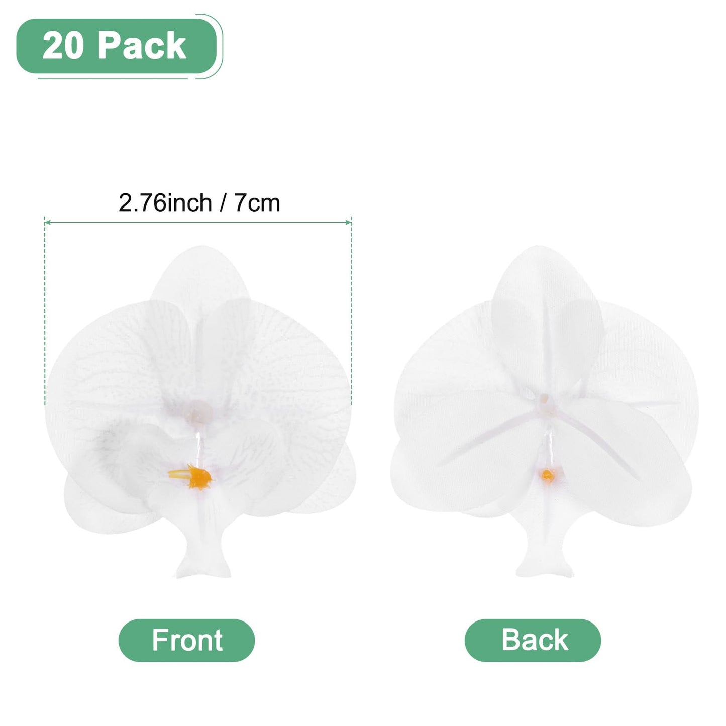 M METERXITY 20-Pack Artificial Orchid Flower Heads, Silk Faux Butterfly Flowers Head for Wedding/Bouquet/Bridal/Party Decor, Fake Phalaenopsis Petals Bulk [2.76 Inch, Dark Purple] BST220