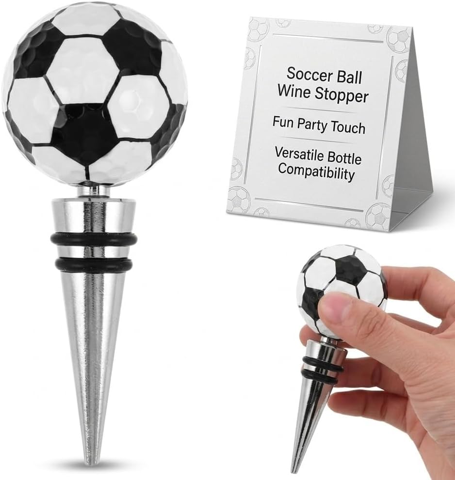 1 Ball Wine Stopper - Decorative Silicone And Alloy Bottle Sealer For Red Sparkling Drinks Novelty Sports Gift Preserver For Home Party Bar Decor BST202