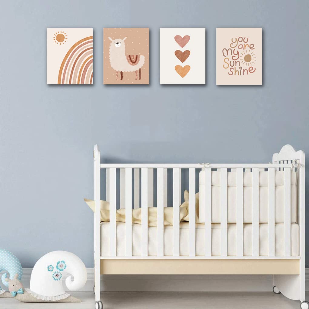 Quzenu Boho Rainbow You Are My Sunshine Canvas Prints Framed for Baby Girl Room Decor Wall Art for Girl Nursery BST220