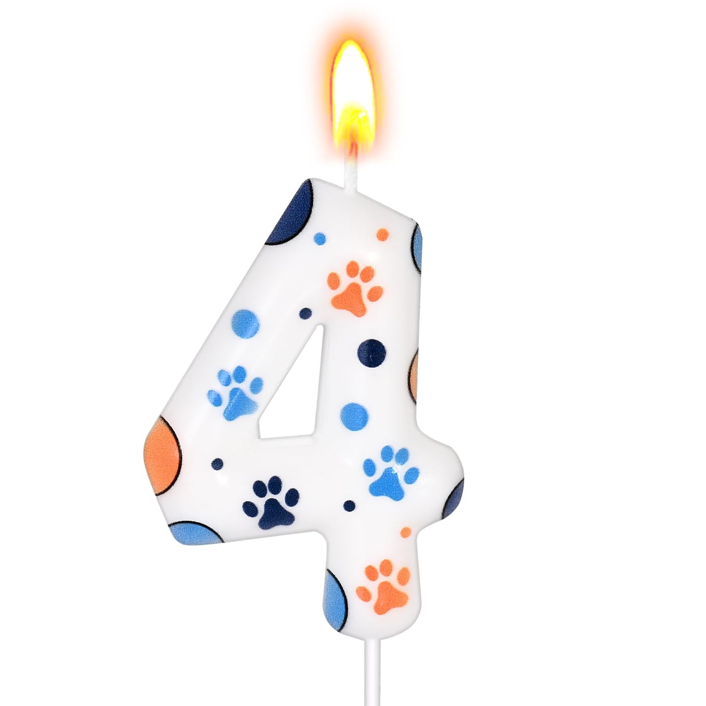 Number 9 Blue Dog Birthday Candle, Cute Dog Paw Print Cake Topper Candle, Bithday Party Supplies, Cake Decoration for Kid, Pets Celebrations Decor BST326L