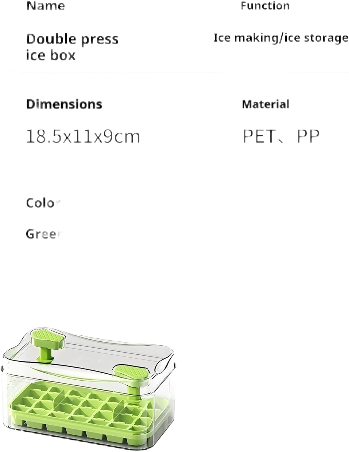 Transparent green double press ice box - large capacity plastic ice tray for families and gatherings, easy to clean, safe and hygienic, leak proof and slip resistant design BST220