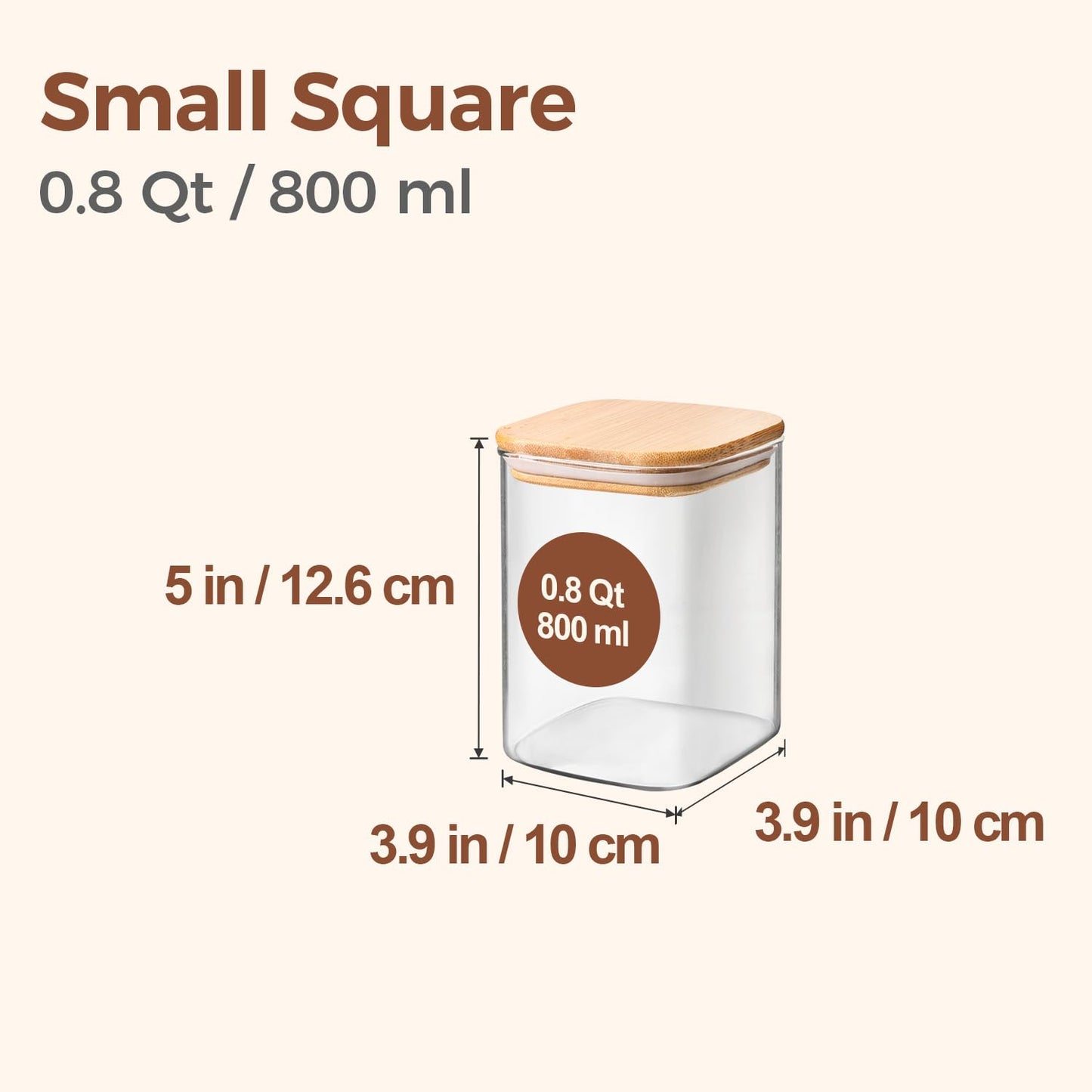 ComSaf 0.6 Qt Glass Food Storage Jars Set of 6, Clear Storage Containers with Airtight Lids, Pantry Organization Jar, Spice Jar, Blooming Tea, Coffee and Sugar Container, Canister Set for Kitchen BST220