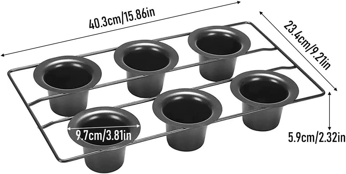 Carbon Steel Non-Stick Baking Mold, 6 Cups,Muffin and Cupcake for Baking with Metal Reinforced Frame WN420