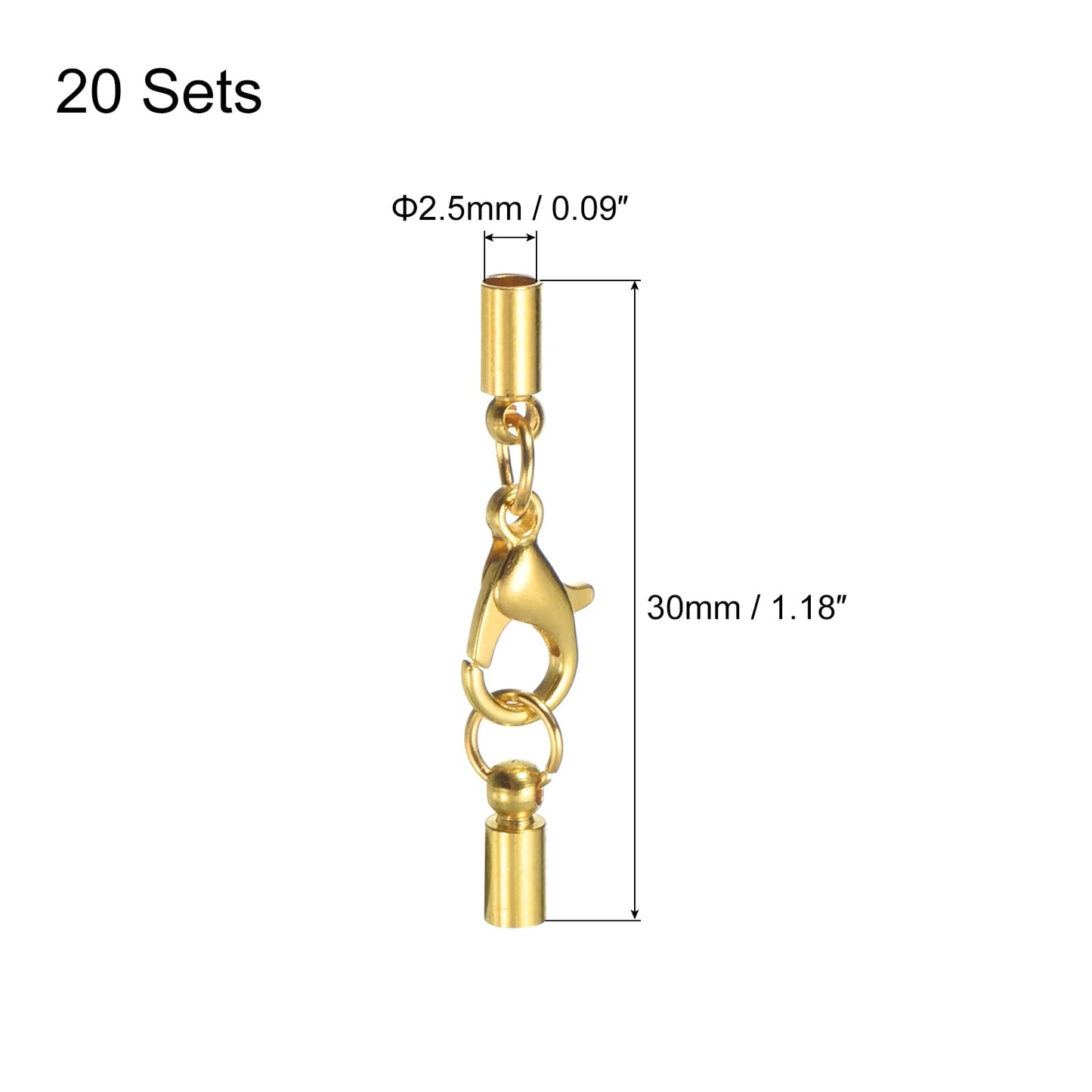 uxcell 20Sets Leather Cord End Caps with Lobster Claw Clasps Fit 4.5mm Cords, Barrel Terminators for DIY Making Leather Bracelets, Bronze Tone BST326L