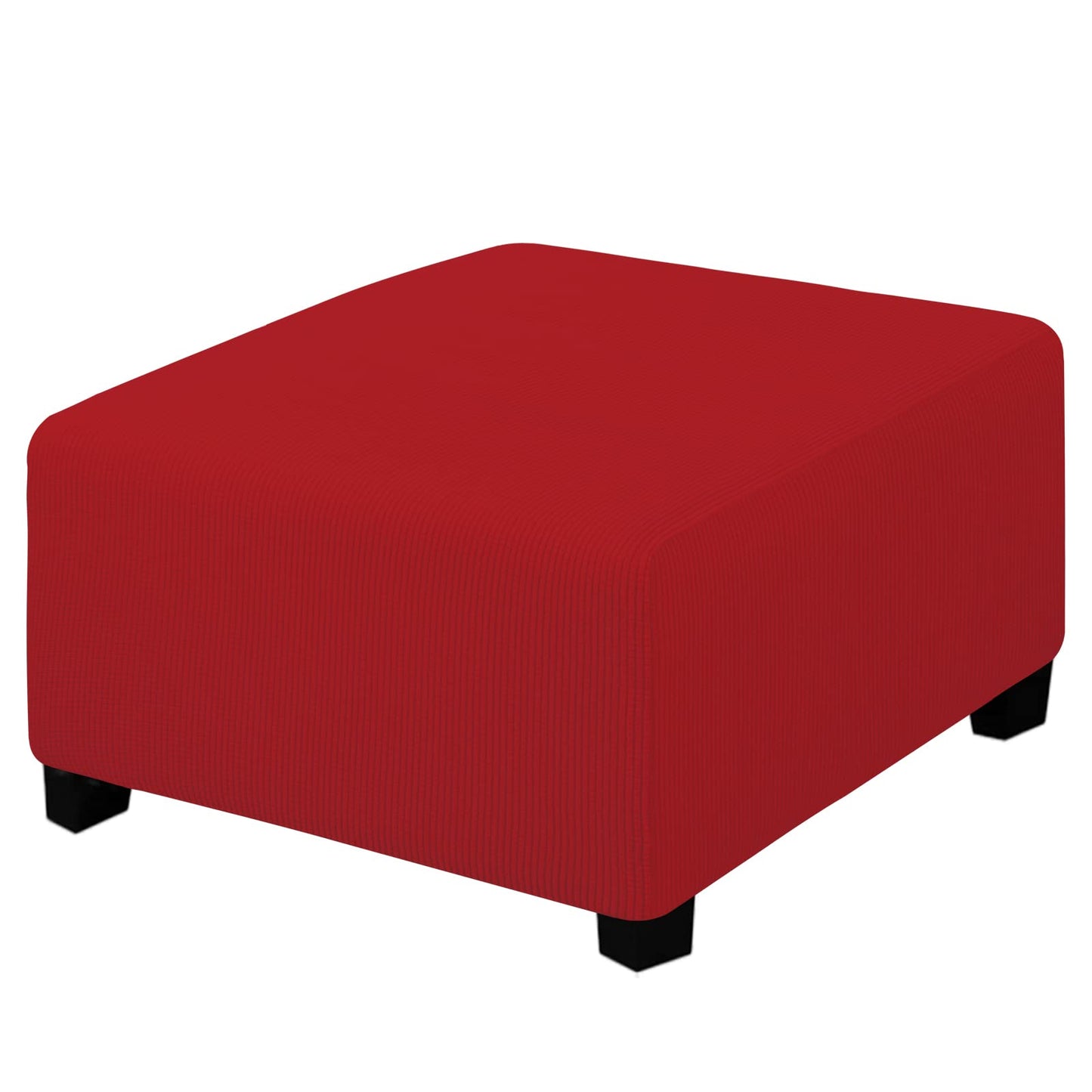 Easy-Going Stretch Square Ottoman Cover 15x15x15inch Dark Blue | Folding Storage Footstool cover Furniture Protector Soft Rectangle slipcover with Elastic Bottom BST202