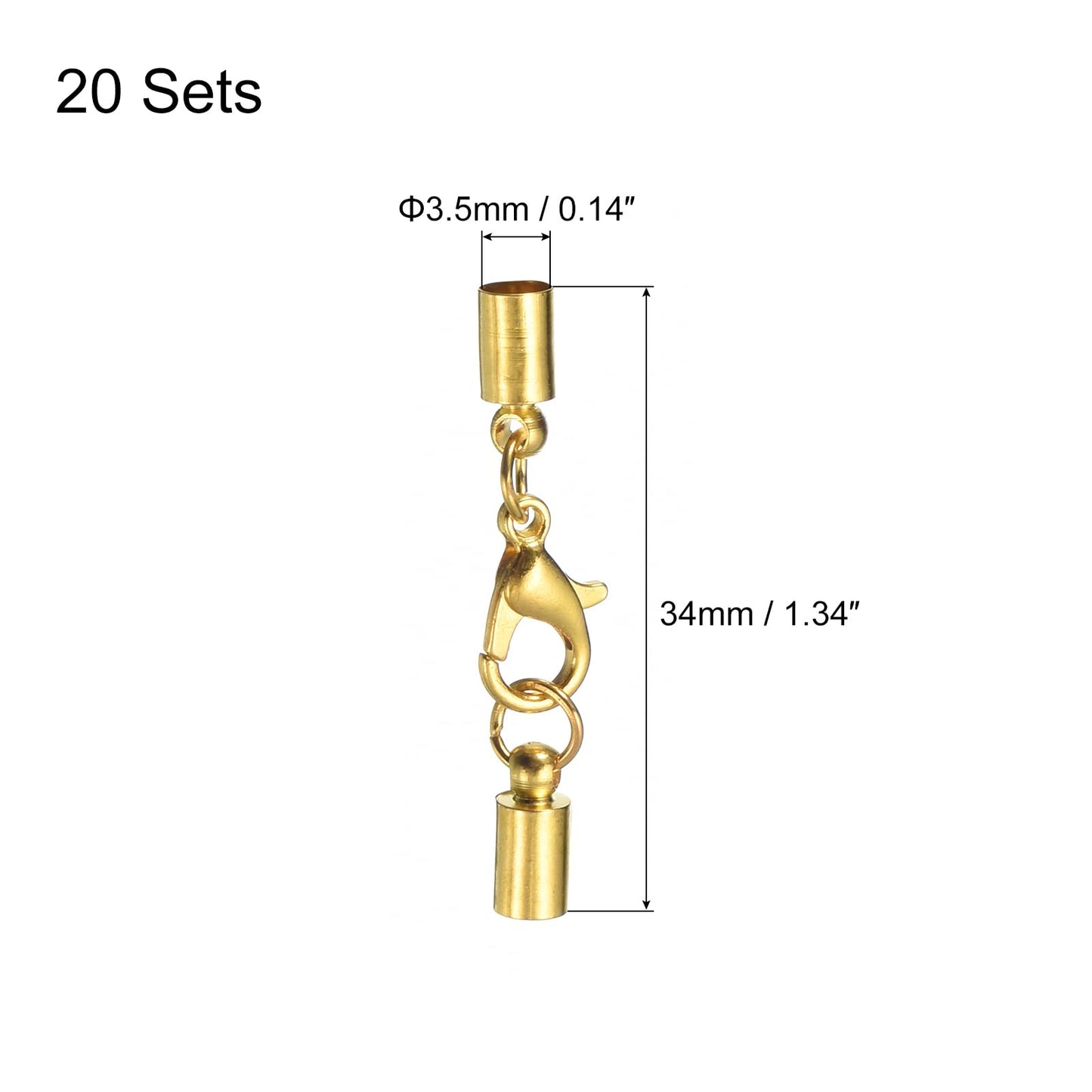uxcell 20Sets Leather Cord End Caps with Lobster Claw Clasps Fit 4.5mm Cords, Barrel Terminators for DIY Making Leather Bracelets, Bronze Tone BST326L