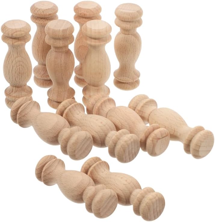 STOBAZA 12 Pcs Unfinished Wood Finials, 2.36 Inch Mini Wooden Spindles for DIY Crafts, Dollhouse Furniture, Painting, Small Furniture Accents and Home Decor BST202
