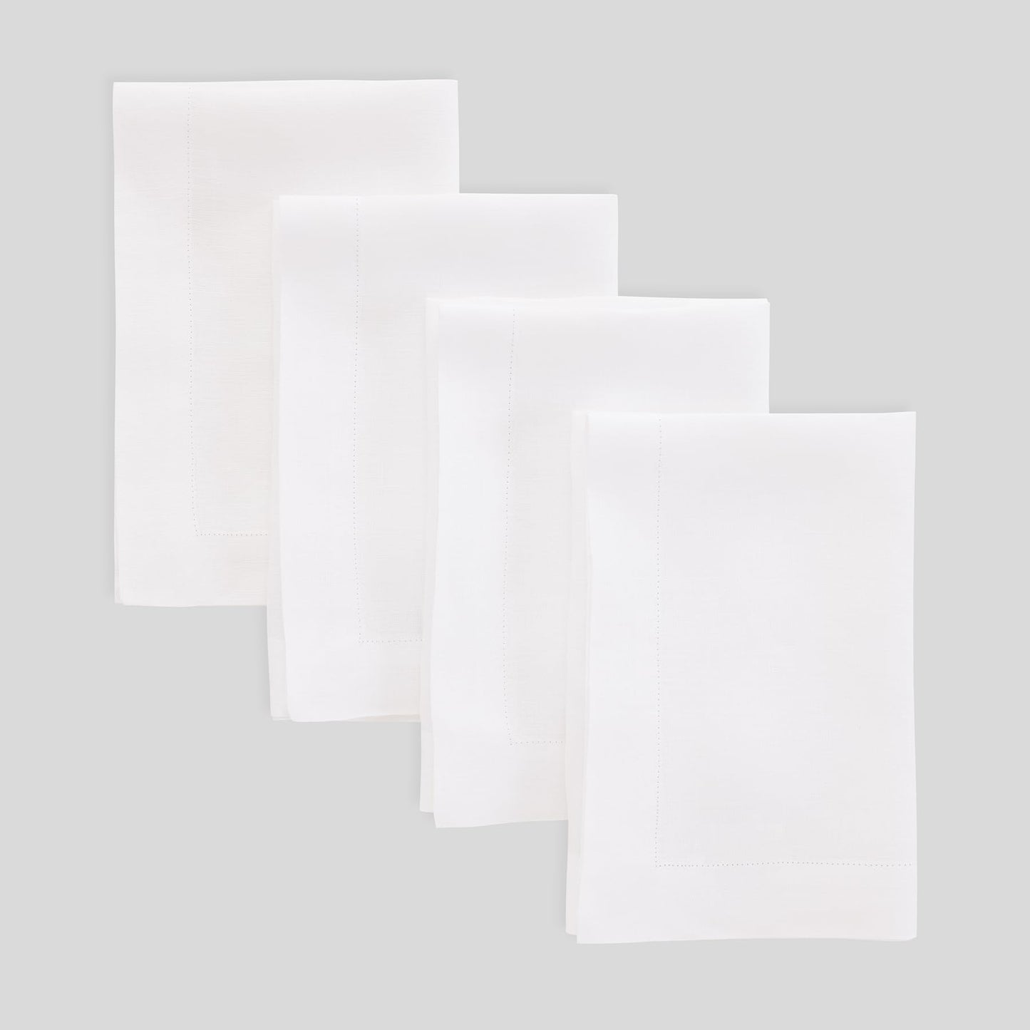 Solino Home 100% Linen Square Placemats White, Fete 14 x 14 in, Set of 4 | Square Table Mats square place settings for daily and festive dining; neatly mitered corners; Pure Linen; OEKO-TEX Certified BST326SOLH