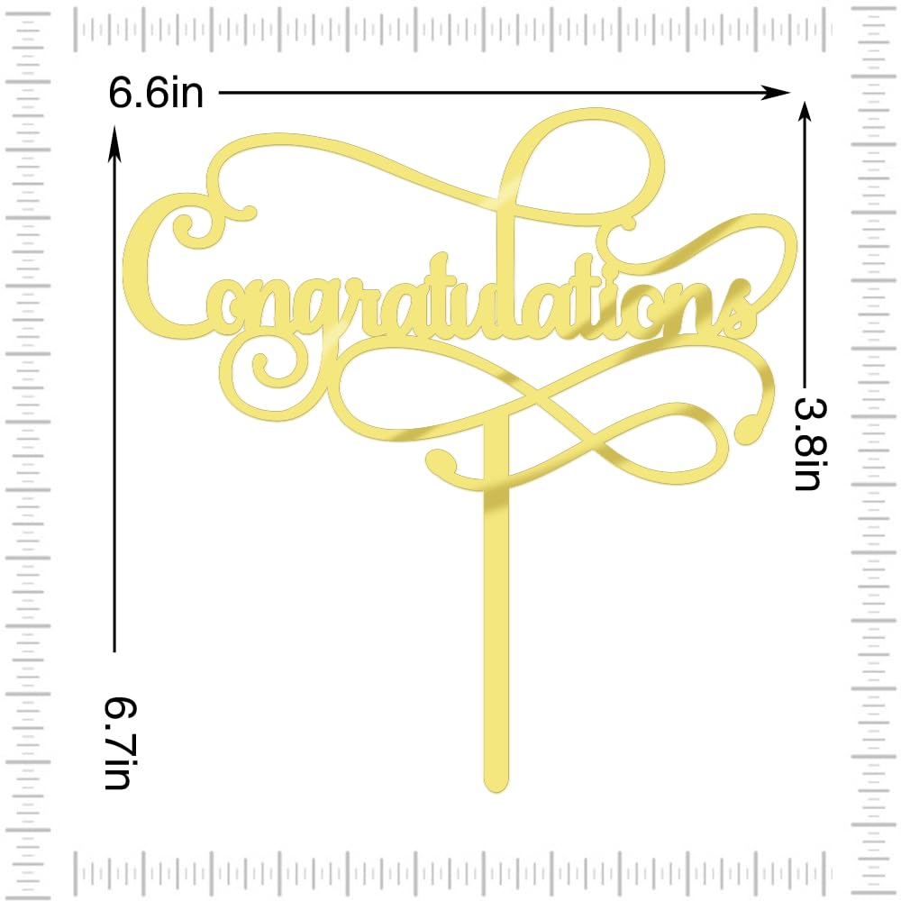 Congratulations Cake Topper,Congratulations 2026 Graduation | Cake Topper,Graduation, Wedding, Retirement, Birthday, Anniversary, Celebration Party Decorations Supplies (Black Gold) BST202