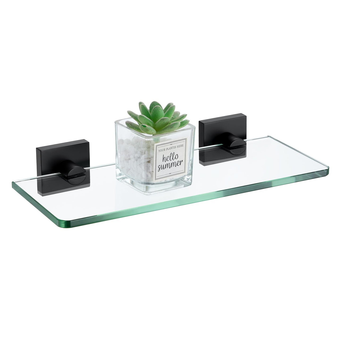 KOKOSIRI Glass Shelf for Bathrooms Floating Shelves Wall Mount 16-Inch for Shower Storage Kitchen Rack, 2 Pack Brushed Stainless Steel B1107BR-L16-P2 BST202