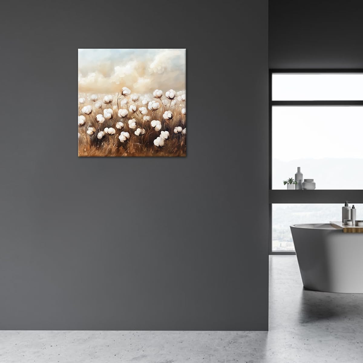 Cotton Canvas Wall Art Rustic Flower Pictures Wall Decor Country Farmhouse Floral Painting Prints Botanical Poster for Living Room Bedroom Bathroom Kitchen Decor Framed(Farm-2,12L x 12W) BST326H