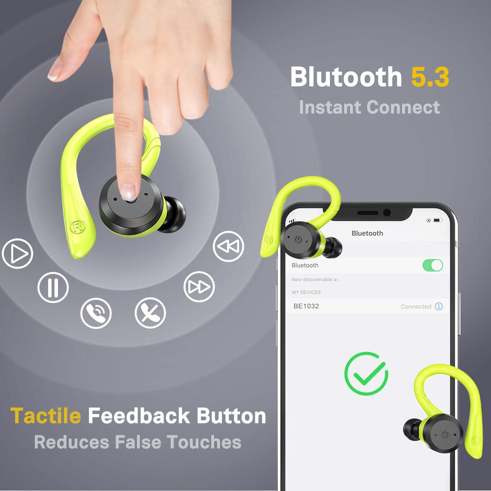 APEKX Bluetooth Headphones True Wireless Earbuds with Charging Case IPX7 Waterproof Stereo Sound Earphones Built-in Mic in-Ear Headsets Deep Bass for Sport Running Black