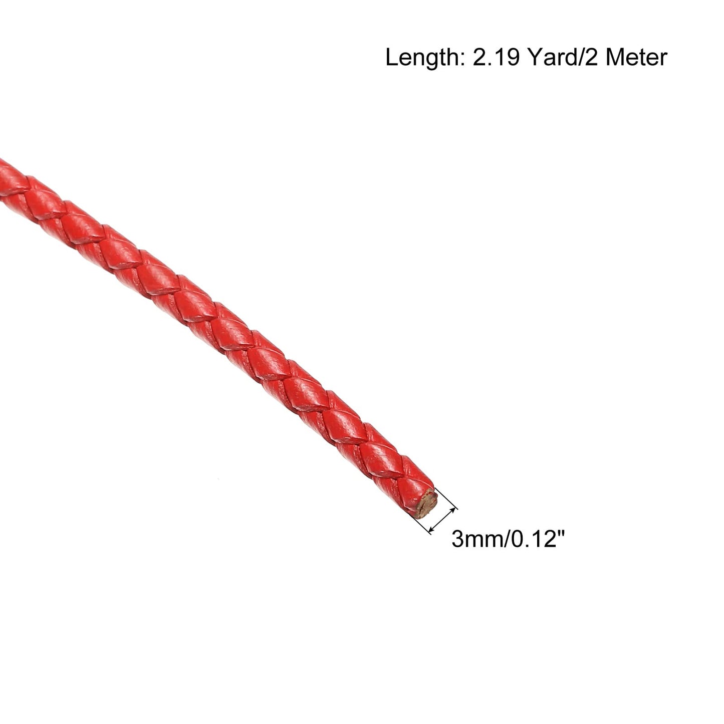 uxcell Leather Cord, 2.2 Yards 4mm Dia Braided String Strip for Purse Handbag Shoelace DIY Crafts Bracelet Making, Yellow BST326L