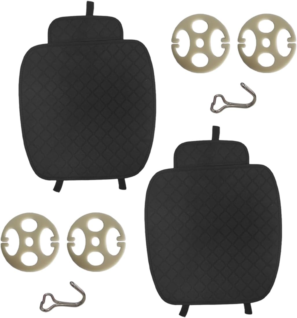 Car Seat Cover, Comfortable Linen Automotive Front Seats Protective Mat pad, Anti-Slip Vehicle Bottom Seats Cushion with Storage Pocket, Universal Auto Interior Accessories for Sedan SUV (Black, 2PCS) WN420