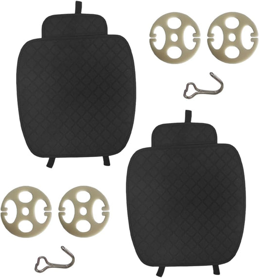 Car Seat Cover, Comfortable Linen Automotive Front Seats Protective Mat pad, Anti-Slip Vehicle Bottom Seats Cushion with Storage Pocket, Universal Auto Interior Accessories for Sedan SUV (Black, 2PCS) WN420