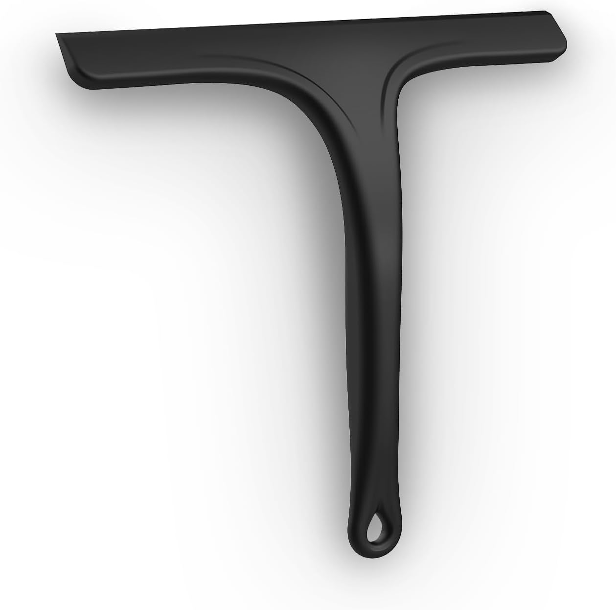 Silicone Shower Squeegee for Bathroom Glass Doors, with Hanging Hole for Easy Storage, Removes Water Spots from Windows, Mirrors, Tiles & Kitchen Surfaces-Black, 10 Inch WN420