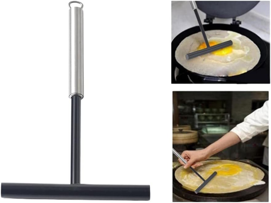 2 Pack T Shape Stainless Steel Batter Spreader Scraper with Hanging Hole Non Stick Dough Batter Spreader Spatula Crepe Making Tool for Restaurant BST220