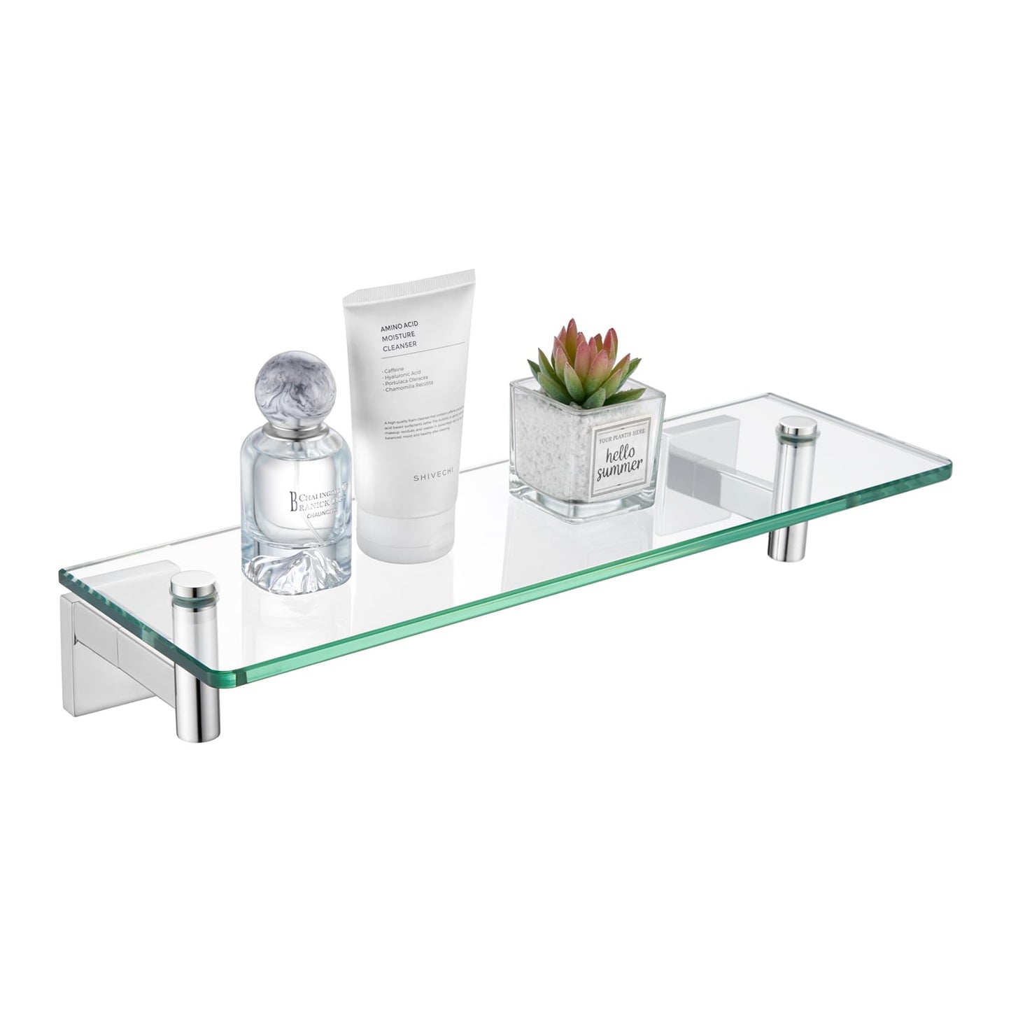 KOKOSIRI Wall Shelves Bathroom Hardware Glass Floating Shelf 12-Inch for Bedroom, Living Room, Kitchen, Hanging Rack Champagne Bronze B1105CPG-L12 BST202