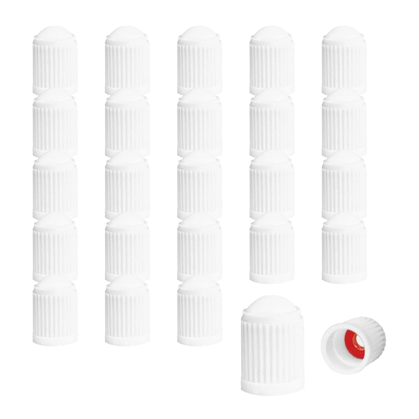 Ziciner 25 PCS Tire Valve Stem Caps, Plastic Car Tyre Valve Cap with O Rubber Seal, Dustproof Airtight Seal Wheel Stem Covers, Universal Accessories for Cars, SUVs, Bicycles,Trucks (Red) WN420