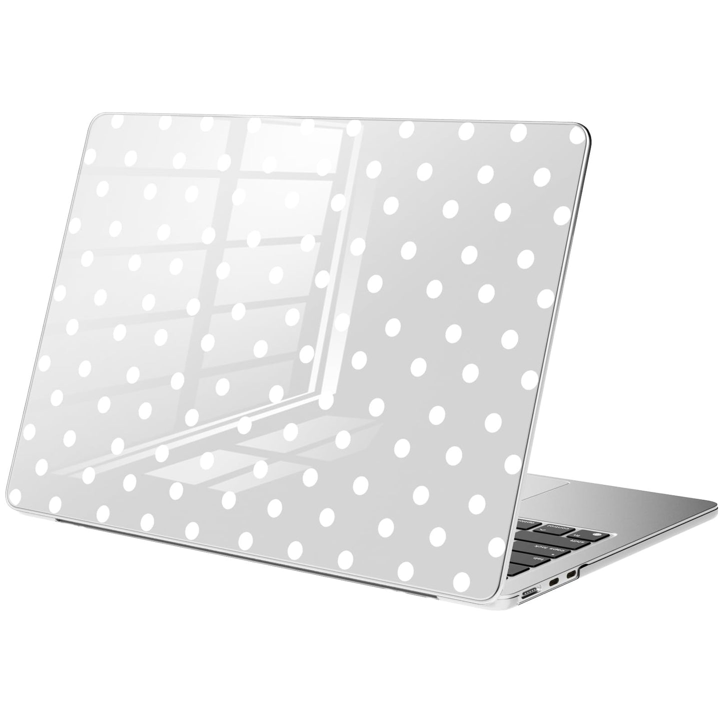 Compatible with MacBook Air 15 inch Case M5 M4 M3 M2 2026-2023 Release A3448 A3241 A3114 A2941, Cute White Polka Dot Protective Hard Shell Clear Black Cover for Mac Air 15.3 inch WN420