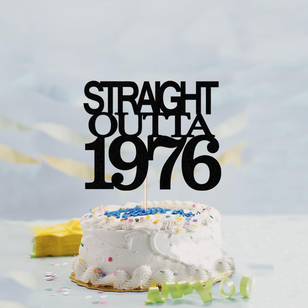 Black Glitter Straight Outta 1961 Cake Topper,Hello 65,Funny 65th | Birthday Cake Topper,65 Fabulous,Cheer to 65 Years,Men and Women 65th Birthday/Wedding/Anniversary Party Decorations BST202