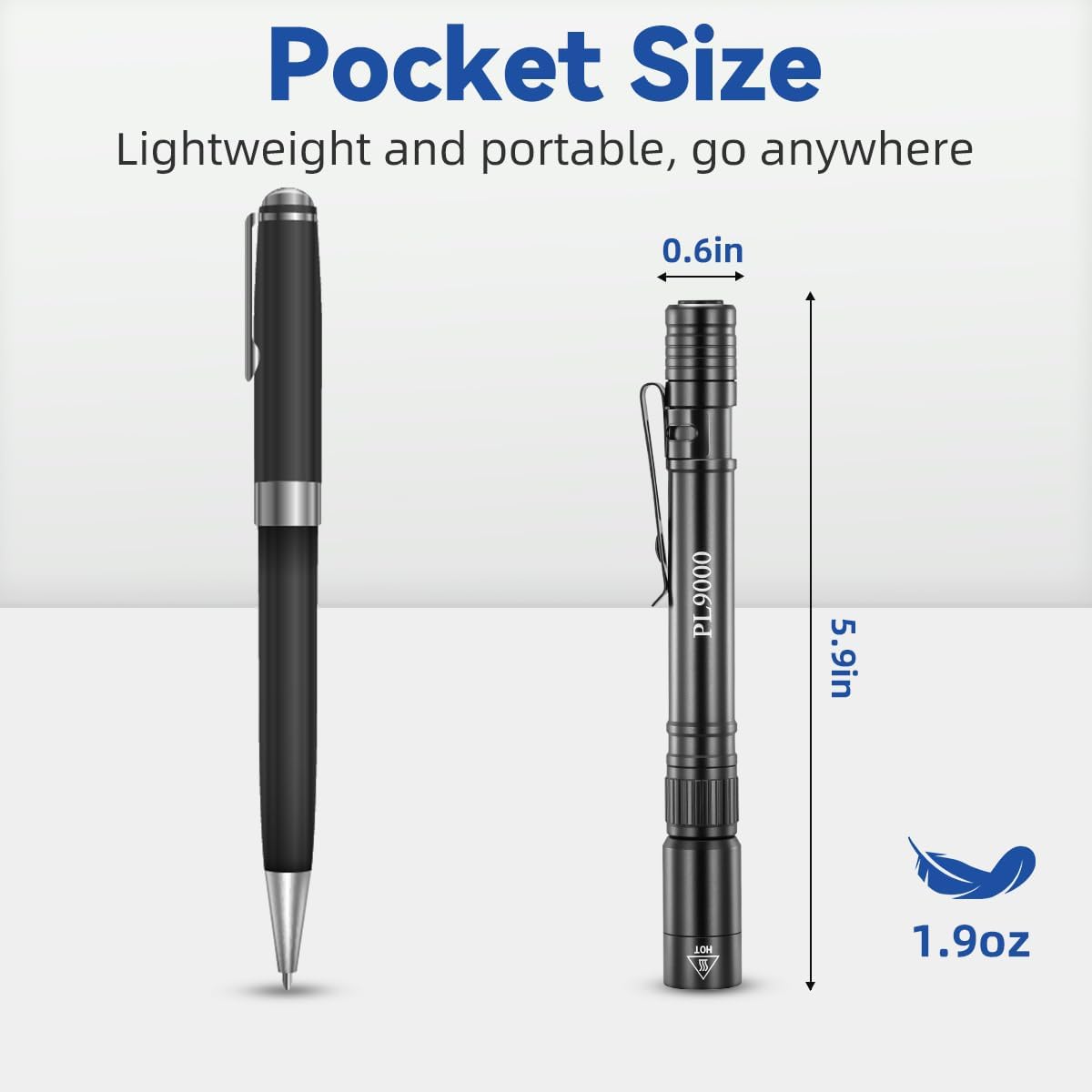 2Pack Pen Flashlight Rechargeable PL9000 80