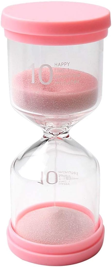 Solar Luminous Hourglass Timer Sand Clock Crafts Glass Decoration, 10 Minutes /15 Minutes /30 Minutes for Living Room Office Home Decoration (Pink-10 mins) BST220