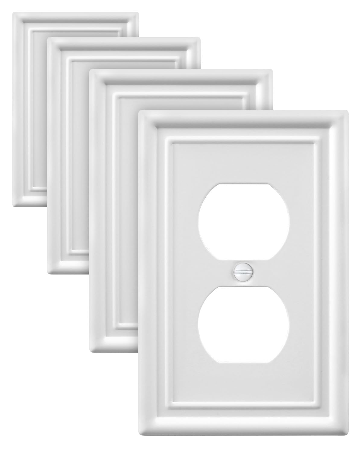Decorative Metal Wall Plates, Switch Plates Outlet Covers (Off White/1 Decorator 4 Pack) WN420