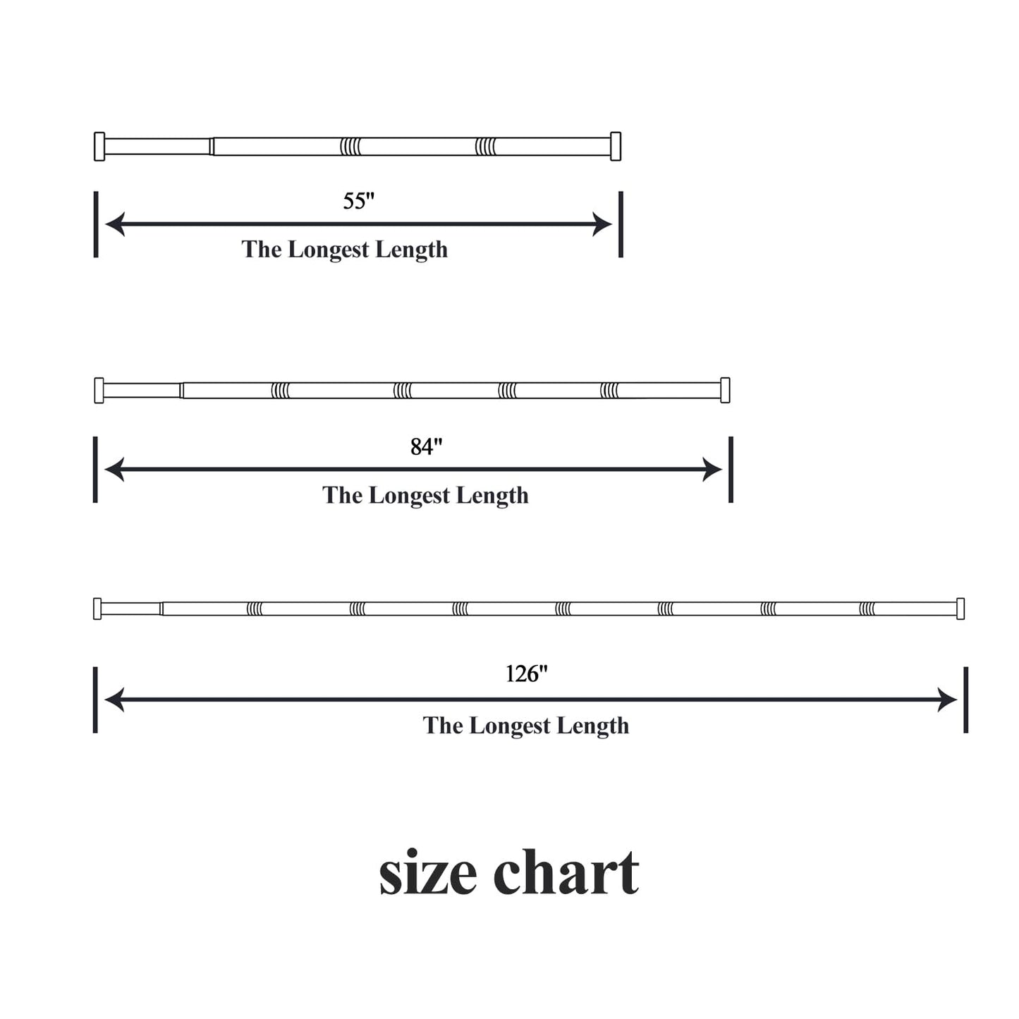 Curtain Rods for Windows 30 to 55 inches,Adjustable Curtain Rods,Easy Install，Black BST220